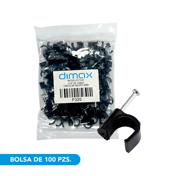 CLIPS NEGROS PARA SUJECION DE CABLES, f320, DIMAX