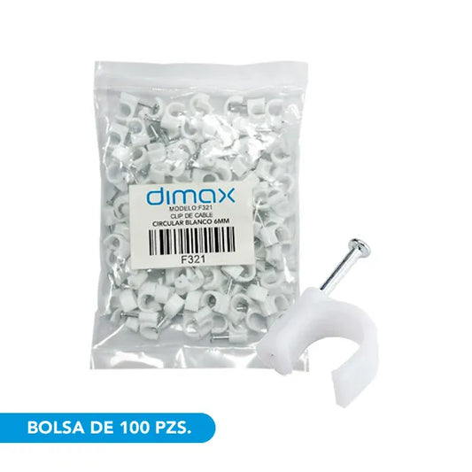 CLIPS BLANCOS PARA SUJECION DE CABLES, F321, DIMAX