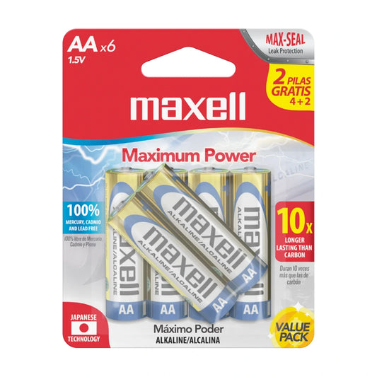 LR06 BATERIAS ALCALINAS AA PACK 4+2UND, 723413, MAXELL