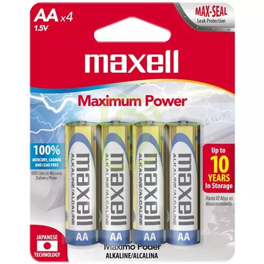 LR06 BATERIAS ALCALINAS AA PACK 4UND, 723465, MAXELL