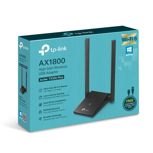 ADAPTADOR USB INALAMBRICO WIFI 6* AX1800, Archer TX20U Plus, TP-LINK