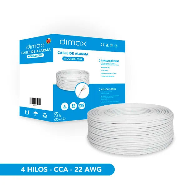 CABLE PARA ALARMAS 4HILOS UNIFILAR 22AWG, C707, DIMAX