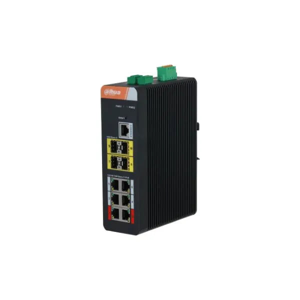 SWITCH INDUSTRIAL GIGABIT 6 PUERTOS POE, DH-PFS4410-6GT-DP-V2, DAHUA