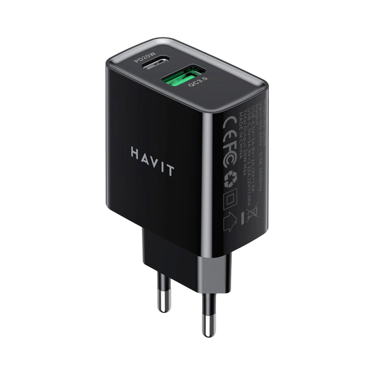 CARGADOR HAVIT NEGRO PD20W+QC3.0, HV-UC111-US-B, HAVIT