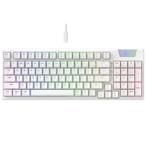 TECLADO MECANICO RGB BLANCO ESPAÑOL, KB885L-SP-WH, HAVIT