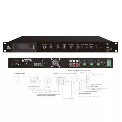 AMPLIFICADOR MEZCLADOR RMS CLASS-D 60W, T-B60DTB, ITC