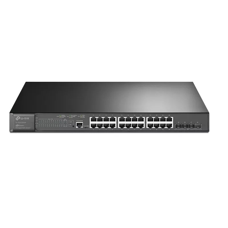 SWITCH JETSTREAM POE+24 PUERTOS POE+4 SFP+NORMA 802.3AF/ATPOTENCIA 384WSOPORTA VLAN 802.STORM CONTROLGESTION POR WEB/CLISOPORTA QOSINTEGRACION OMADA, TL-SG3428XMP, TP-LINK