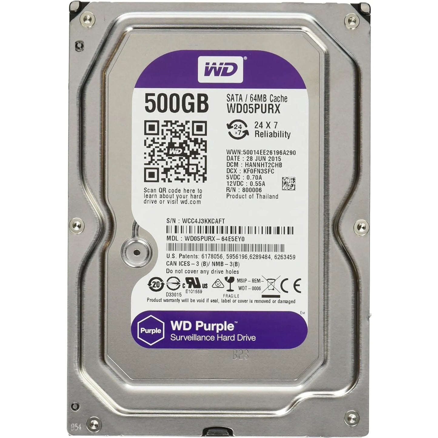 DISCO DURO NEW PULL WD 500GB, WD05PURX-P, WESTERN DIGITAL