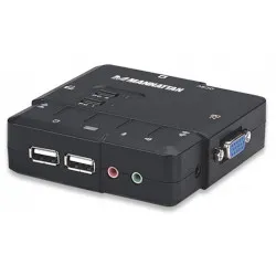 MANHATTAN KVM DE 2 PUERTOS COMPACTO, USB WITH CABLES AND AUDIO, MANHATTAN, ICI151252