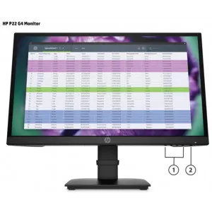 MONITOR HP P22, 21.5, FHD, IPS, 1 VGA, 1 HDMI 1.4, 1 DISPLAYPORT 1.2, 1920×1080 @ 60 HZ, HP, HPP1A7E4AA#ABA