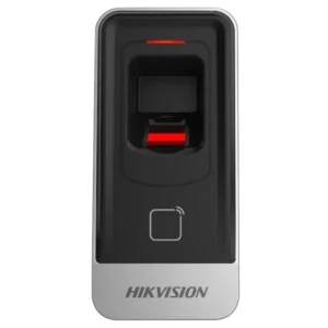 Detector de Tarjeta y Huella Dactilar Hikvision: Comunicación RS-485, distancia de inducción de tarjeta 30-100mm, tiempo de comparación de huellas dactilares., DS-K1201AEF, HIKVISION