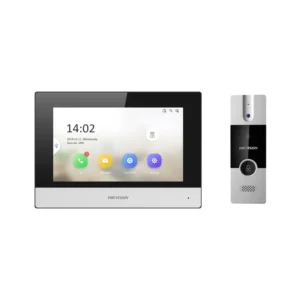 Kit de Video Portero Híbrido: Monitor con pantalla táctil, gestión a través del cliente móvil Hik-Connect, adaptador incluido., DS-KIS302-P, HIKVISION